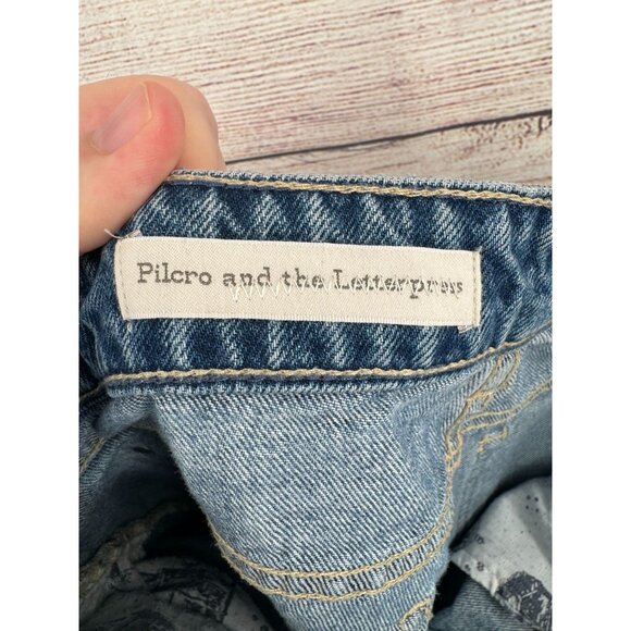 Pilcro Anthropologie Hyphen Mid Rise Boyfriend Jeans Women's 27 Blue Medium Wash - Picture 7 of 12